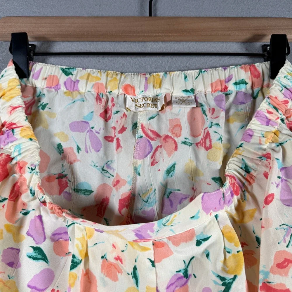 Vintage Victorias Secret Floral Pajama Set Small Sleeveless Top Short Gold Label